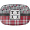 Red & Gray Dots and Plaid Melamine Platter (Personalized)