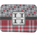 Red & Gray Dots and Plaid Memory Foam Bath Mat - 48"x36" (Personalized)