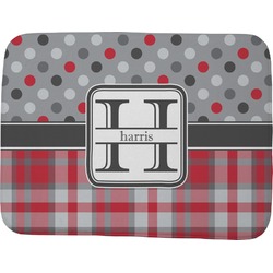 Red & Gray Dots and Plaid Memory Foam Bath Mat - 48"x36" (Personalized)