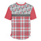 Red & Gray Dots and Plaid Men's Crew Neck T Shirt Medium - Main