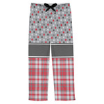 Red & Gray Dots and Plaid Mens Pajama Pants