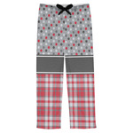 Red & Gray Dots and Plaid Mens Pajama Pants - XS