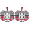 Red & Gray Dots and Plaid Metal Benilux Ornament - Front and Back (APPROVAL)