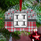 Red & Gray Dots and Plaid Metal Benilux Ornament - Lifestyle