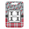 Red & Gray Dots and Plaid Metal Luggage Tag - Front Without Strap