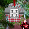 Red & Gray Dots and Plaid Metal Paw Ornament - Lifestyle
