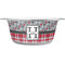 Red & Gray Dots and Plaid Stainless Steel Dog Bowl - Large (Personalized)