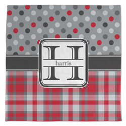 Red & Gray Dots and Plaid Microfiber Dish Towel (Personalized)