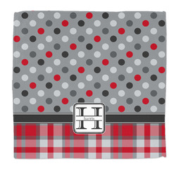Red & Gray Dots and Plaid Microfiber Dish Rag (Personalized)