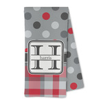 Red & Gray Dots and Plaid Kitchen Towel - Microfiber (Personalized)