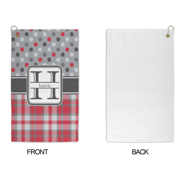 Red & Gray Dots and Plaid Microfiber Golf Towels - APPROVAL