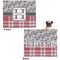 Red & Gray Dots and Plaid Microfleece Dog Blanket - Large- Front & Back