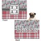 Red & Gray Dots and Plaid Microfleece Dog Blanket - Regular - Front & Back