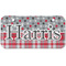 Red & Gray Dots and Plaid Mini/Bicycle License Plate (2 Holes) (Personalized)