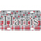 Red & Gray Dots and Plaid Personalized Mini License Plate