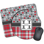Red & Gray Dots and Plaid Mouse Pad (Personalized)