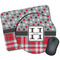 Red & Gray Dots and Plaid Mouse Pads - Round & Rectangular