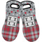 Red & Gray Dots and Plaid Neoprene Oven Mitts - Set of 2 w/ Name and Initial