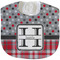 Red & Gray Dots and Plaid New Baby Bib - Closed and Folded