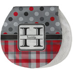 Red & Gray Dots and Plaid Burp Pad - Velour w/ Name and Initial