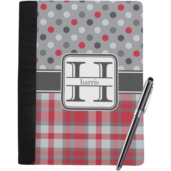Red & Gray Dots and Plaid Notebook Padfolio