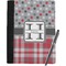 Red & Gray Dots and Plaid Notebook Padfolio - Large w/ Name and Initial