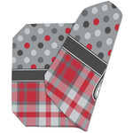 Red & Gray Dots and Plaid Dining Table Mat - Octagon (Double-Sided) w/ Name and Initial