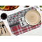 Red & Gray Dots and Plaid Octagon Placemat - Single front (LIFESTYLE) Flatlay