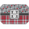 Red & Gray Dots and Plaid Octagon Placemat - Single front