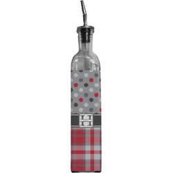 Red & Gray Dots and Plaid Oil Dispenser Bottle (Personalized)