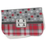 Red & Gray Dots and Plaid Burp Cloth - Fleece w/ Name and Initial