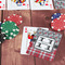 Red & Gray Dots and Plaid On Table with Poker Chips