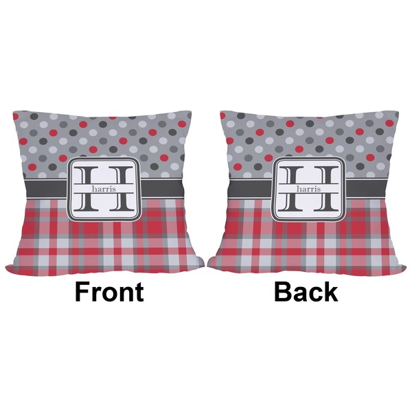 Red & Gray Dots and Plaid Outdoor Pillow - 20x20