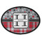 Red & Gray Dots and Plaid Oval Patch