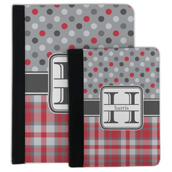Red & Gray Dots and Plaid Padfolio Clipboard (Personalized)