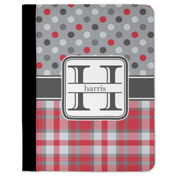 Red & Gray Dots and Plaid Padfolio Clipboard - Large (Personalized)