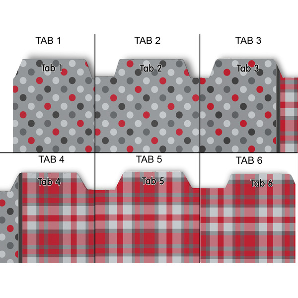 Red & Gray Dots and Plaid Page Dividers - Set of 6 - Approval