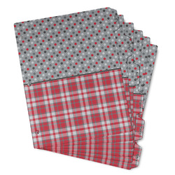 Red & Gray Dots and Plaid Binder Tab Divider - Set of 6 (Personalized)