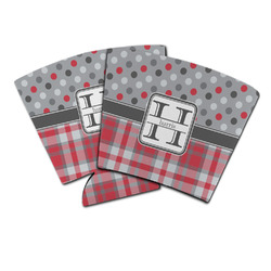 Red & Gray Dots and Plaid Party Cup Sleeve (Personalized)
