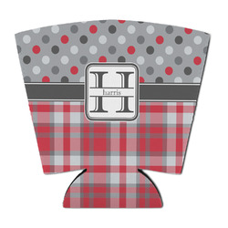 Red & Gray Dots and Plaid Party Cup Sleeve - with Bottom (Personalized)