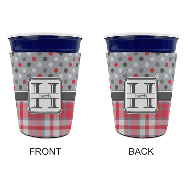 Red & Gray Dots and Plaid Party Cup Sleeves - without bottom - Approval