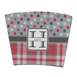 Red & Gray Dots and Plaid Party Cup Sleeve - without bottom (Personalized)