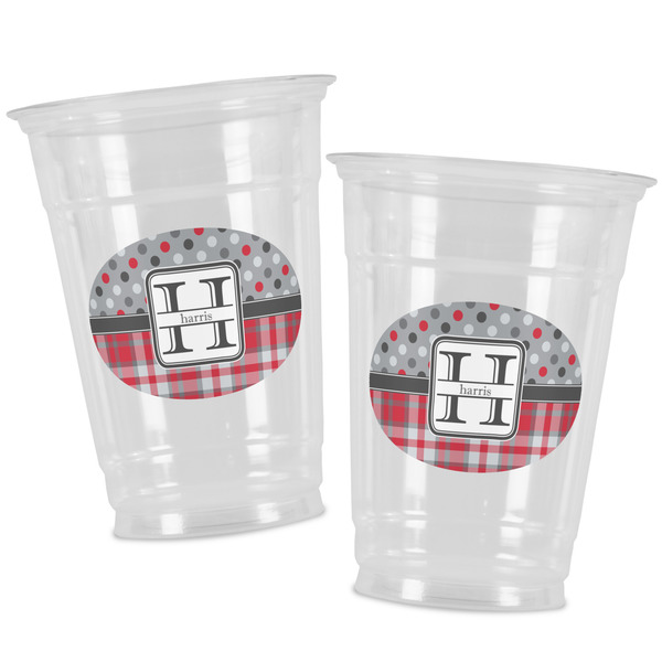 Red & Gray Dots and Plaid Party Cups - 16oz - Alt View