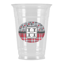 Red & Gray Dots and Plaid Party Cups - 16oz (Personalized)