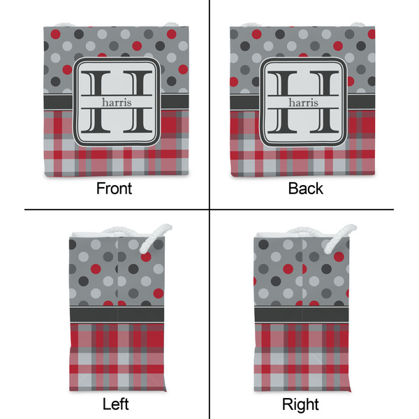 Red & Gray Dots and Plaid Party Favor Gift Bag - Gloss - Approval
