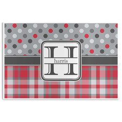 Red & Gray Dots and Plaid Disposable Paper Placemats (Personalized)