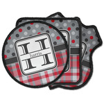 Red & Gray Dots and Plaid Iron on Patches (Personalized)