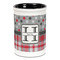 Red & Gray Dots and Plaid Ceramic Pencil Holders - Black