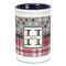 Red & Gray Dots and Plaid Ceramic Pencil Holders - Blue