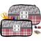 Red & Gray Dots and Plaid Pencil / School Supplies Bags Small and Medium